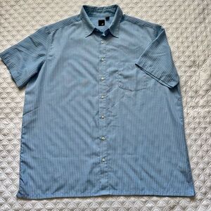 JF J.Ferrar Blue Tonal Stripe Casual Button Down Short Sleeve Shirt Size 2XLT